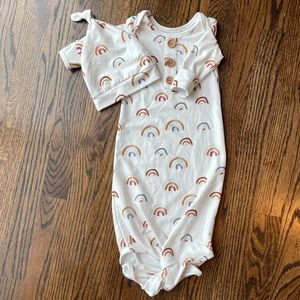 Newborn gown and hat set